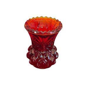 Vintage Amberina Glass Toothpick Holder Glows UV Imperial Pineapple Shaped 2.5”